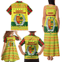 Senegal Christmas Family Matching Tank Maxi Dress and Hawaiian Shirt with Yellow-Green-Red Design, Baobab Tree, and National Coat of Arms Motif - Wonder Print Shop