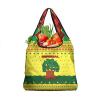 Senegal Christmas Grocery Bag with Yellow-Green-Red Design, Baobab Tree, and National Coat of Arms Motif - Wonder Print Shop