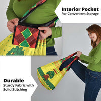 Senegal Christmas Grocery Bag with Yellow-Green-Red Design, Baobab Tree, and National Coat of Arms Motif - Wonder Print Shop