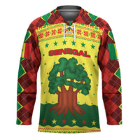 Senegal Christmas Hockey Jersey with Yellow-Green-Red Design, Baobab Tree, and National Coat of Arms Motif - Wonder Print Shop