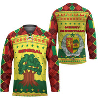 Senegal Christmas Hockey Jersey with Yellow-Green-Red Design, Baobab Tree, and National Coat of Arms Motif - Wonder Print Shop