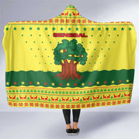 Senegal Christmas Hooded Blanket with Yellow-Green-Red Design, Baobab Tree, and National Coat of Arms Motif - Wonder Print Shop