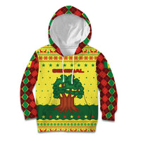 Senegal Christmas Kid Hoodie with Yellow-Green-Red Design, Baobab Tree, and National Coat of Arms Motif - Wonder Print Shop