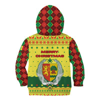 Senegal Christmas Kid Hoodie with Yellow-Green-Red Design, Baobab Tree, and National Coat of Arms Motif - Wonder Print Shop