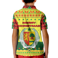 Senegal Christmas Kid Polo Shirt with Yellow-Green-Red Design, Baobab Tree, and National Coat of Arms Motif - Wonder Print Shop