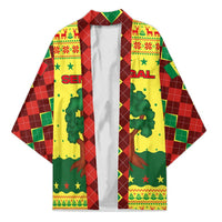 Senegal Christmas Kimono with Yellow-Green-Red Design, Baobab Tree, and National Coat of Arms Motif - Wonder Print Shop