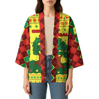 Senegal Christmas Kimono with Yellow-Green-Red Design, Baobab Tree, and National Coat of Arms Motif - Wonder Print Shop