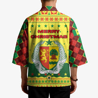 Senegal Christmas Kimono with Yellow-Green-Red Design, Baobab Tree, and National Coat of Arms Motif - Wonder Print Shop