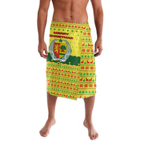 Senegal Christmas Lavalava with Yellow-Green-Red Design, Baobab Tree, and National Coat of Arms Motif - Wonder Print Shop