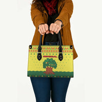 Senegal Christmas Leather Bag with Yellow-Green-Red Design, Baobab Tree, and National Coat of Arms Motif - Wonder Print Shop