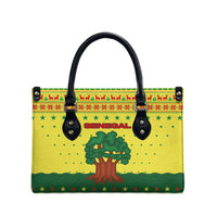Senegal Christmas Leather Bag with Yellow-Green-Red Design, Baobab Tree, and National Coat of Arms Motif - Wonder Print Shop