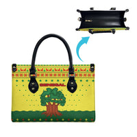 Senegal Christmas Leather Bag with Yellow-Green-Red Design, Baobab Tree, and National Coat of Arms Motif - Wonder Print Shop