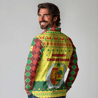 Senegal Christmas Long Sleeve Polo Shirt with Yellow-Green-Red Design, Baobab Tree, and National Coat of Arms Motif - Wonder Print Shop