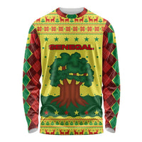 Senegal Christmas Long Sleeve Shirt with Yellow-Green-Red Design, Baobab Tree, and National Coat of Arms Motif - Wonder Print Shop