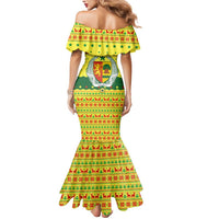 Senegal Christmas Mermaid Dress with Yellow-Green-Red Design, Baobab Tree, and National Coat of Arms Motif - Wonder Print Shop