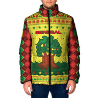 Senegal Christmas Padded Jacket with Yellow-Green-Red Design, Baobab Tree, and National Coat of Arms Motif - Wonder Print Shop