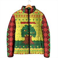 Senegal Christmas Padded Jacket with Yellow-Green-Red Design, Baobab Tree, and National Coat of Arms Motif - Wonder Print Shop