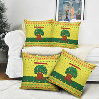 Senegal Christmas Pillow Cover with Yellow-Green-Red Design, Baobab Tree, and National Coat of Arms Motif - Wonder Print Shop