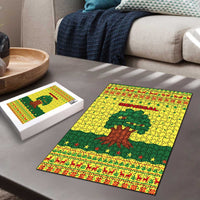 Senegal Christmas Puzzle with Yellow-Green-Red Design, Baobab Tree, and National Coat of Arms Motif - Wonder Print Shop