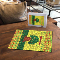 Senegal Christmas Puzzle with Yellow-Green-Red Design, Baobab Tree, and National Coat of Arms Motif - Wonder Print Shop
