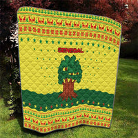 Senegal Christmas Quilt with Yellow-Green-Red Design, Baobab Tree, and National Coat of Arms Motif - Wonder Print Shop