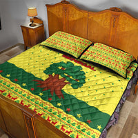 Senegal Christmas Quilt Bed Set with Yellow-Green-Red Design, Baobab Tree, and National Coat of Arms Motif - Wonder Print Shop
