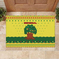 Senegal Christmas Rubber Doormat with Yellow-Green-Red Design, Baobab Tree, and National Coat of Arms Motif - Wonder Print Shop