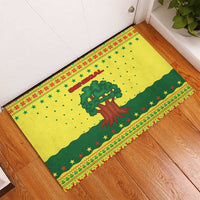 Senegal Christmas Rubber Doormat with Yellow-Green-Red Design, Baobab Tree, and National Coat of Arms Motif - Wonder Print Shop