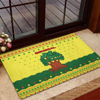 Senegal Christmas Rubber Doormat with Yellow-Green-Red Design, Baobab Tree, and National Coat of Arms Motif - Wonder Print Shop