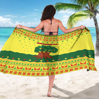 Senegal Christmas Sarong with Yellow-Green-Red Design, Baobab Tree, and National Coat of Arms Motif - Wonder Print Shop