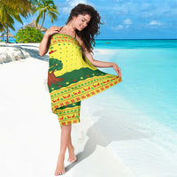 Senegal Christmas Sarong with Yellow-Green-Red Design, Baobab Tree, and National Coat of Arms Motif - Wonder Print Shop
