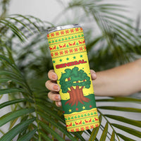 Senegal Christmas Skinny Tumbler with Yellow-Green-Red Design, Baobab Tree, and National Coat of Arms Motif - Wonder Print Shop