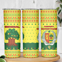 Senegal Christmas Skinny Tumbler with Yellow-Green-Red Design, Baobab Tree, and National Coat of Arms Motif - Wonder Print Shop
