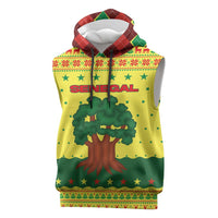 Senegal Christmas Sleeveless Hoodie with Yellow-Green-Red Design, Baobab Tree, and National Coat of Arms Motif - Wonder Print Shop
