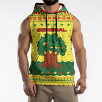 Senegal Christmas Sleeveless Hoodie with Yellow-Green-Red Design, Baobab Tree, and National Coat of Arms Motif - Wonder Print Shop