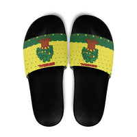 Senegal Christmas Slide Sandals with Yellow-Green-Red Design, Baobab Tree, and National Coat of Arms Motif - Wonder Print Shop