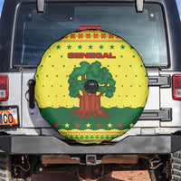 Senegal Christmas Spare Tire Cover with Yellow-Green-Red Design, Baobab Tree, and National Coat of Arms Motif - Wonder Print Shop