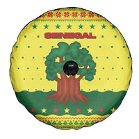 Senegal Christmas Spare Tire Cover with Yellow-Green-Red Design, Baobab Tree, and National Coat of Arms Motif - Wonder Print Shop
