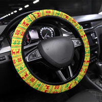Senegal Christmas Steering Wheel Cover with Yellow-Green-Red Design, Baobab Tree, and National Coat of Arms Motif - Wonder Print Shop
