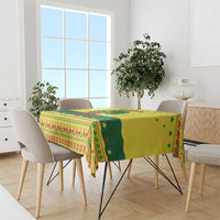 Senegal Christmas Tablecloth with Yellow-Green-Red Design, Baobab Tree, and National Coat of Arms Motif - Wonder Print Shop