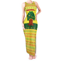 Senegal Christmas Tank Maxi Dress with Yellow-Green-Red Design, Baobab Tree, and National Coat of Arms Motif - Wonder Print Shop