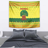 Senegal Christmas Tapestry with Yellow-Green-Red Design, Baobab Tree, and National Coat of Arms Motif - Wonder Print Shop