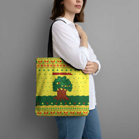 Senegal Christmas Tote Bag with Yellow-Green-Red Design, Baobab Tree, and National Coat of Arms Motif - Wonder Print Shop