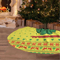 Senegal Christmas Tree Skirt with Yellow-Green-Red Design, Baobab Tree, and National Coat of Arms Motif - Wonder Print Shop