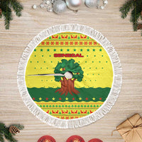Senegal Christmas Tree Skirt with Yellow-Green-Red Design, Baobab Tree, and National Coat of Arms Motif - Wonder Print Shop