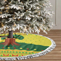 Senegal Christmas Tree Skirt with Yellow-Green-Red Design, Baobab Tree, and National Coat of Arms Motif - Wonder Print Shop