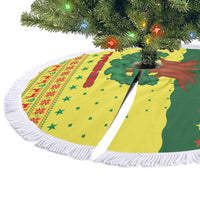 Senegal Christmas Tree Skirt with Yellow-Green-Red Design, Baobab Tree, and National Coat of Arms Motif - Wonder Print Shop