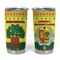 Senegal Christmas Tumbler Cup with Yellow-Green-Red Design, Baobab Tree, and National Coat of Arms Motif - Wonder Print Shop