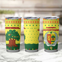 Senegal Christmas Tumbler Cup with Yellow-Green-Red Design, Baobab Tree, and National Coat of Arms Motif - Wonder Print Shop