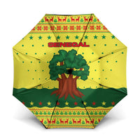 Senegal Christmas Umbrella with Yellow-Green-Red Design, Baobab Tree, and National Coat of Arms Motif - Wonder Print Shop